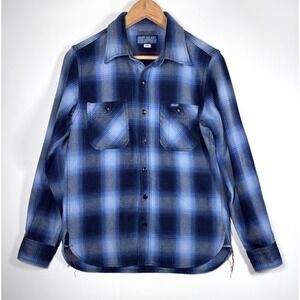 IHSH-277-IND 9oz Selvedge Ombré Check Work Shirt Indigo Size Small Made in Japan